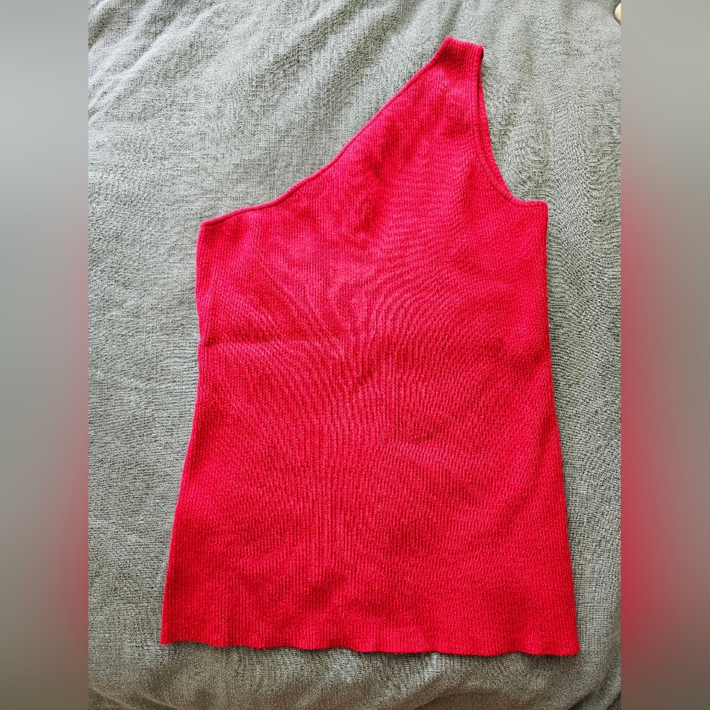 Red One-Shoulder Tank Top